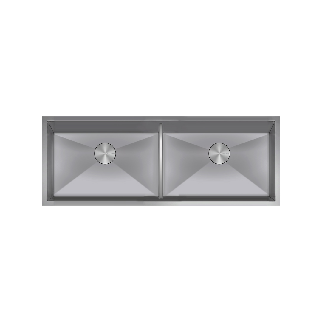 48" Double Bowl  Low Divider Undermount Kitchen Sink