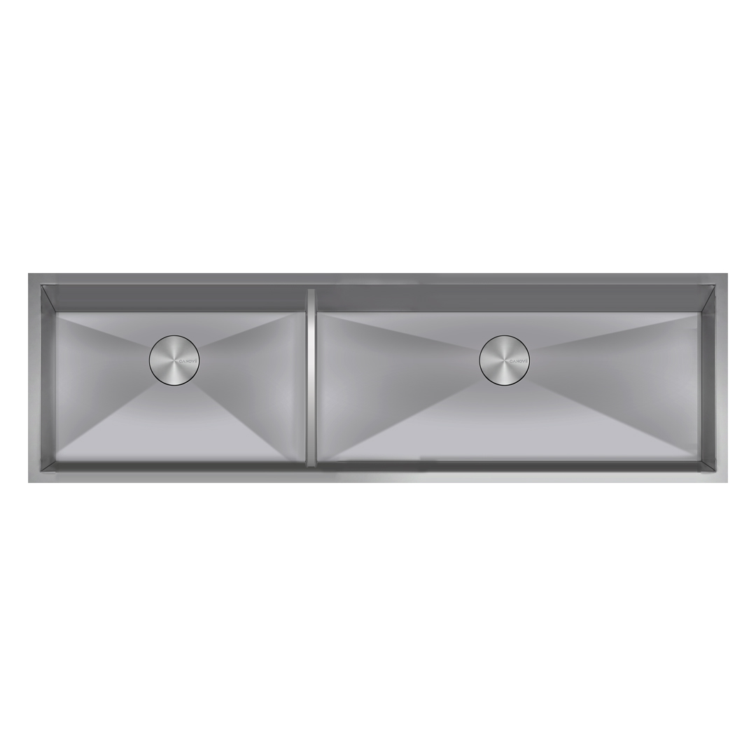 60" Double Bowl  Low Divider Undermount Kitchen Sink