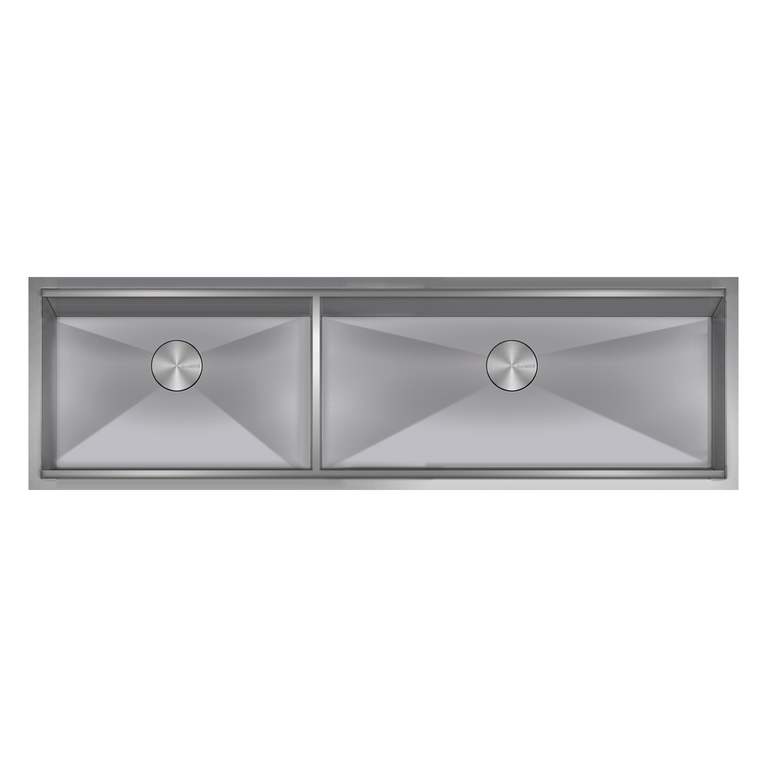 60" Double Bowl  Full Divider Undermount Workstation Kitchen Sink