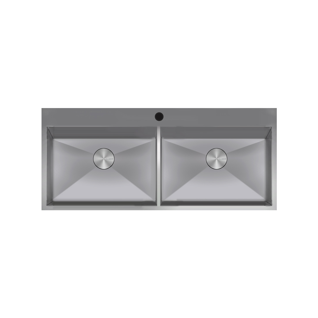 48" Double Bowl  Full Divider Top Mount Kitchen Sink