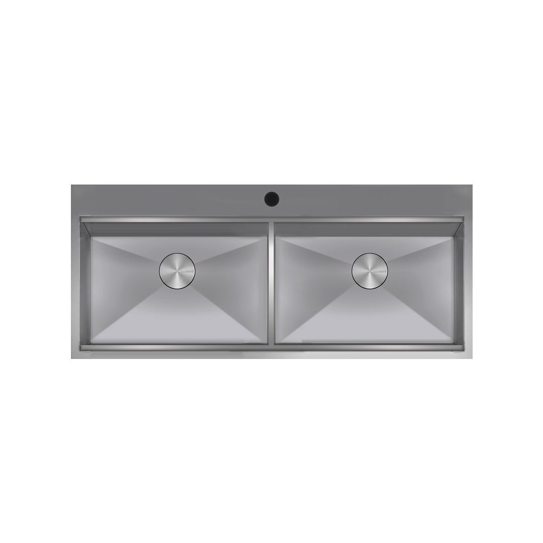 48" Double Bowl  Full Divider Top Mount Workstation Kitchen Sink