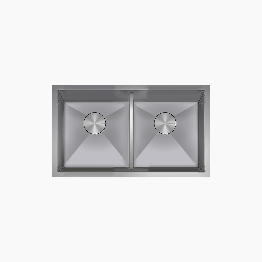 31" 50/50 Double Bowl R0 Low Divider Undermount Kitchen Sink