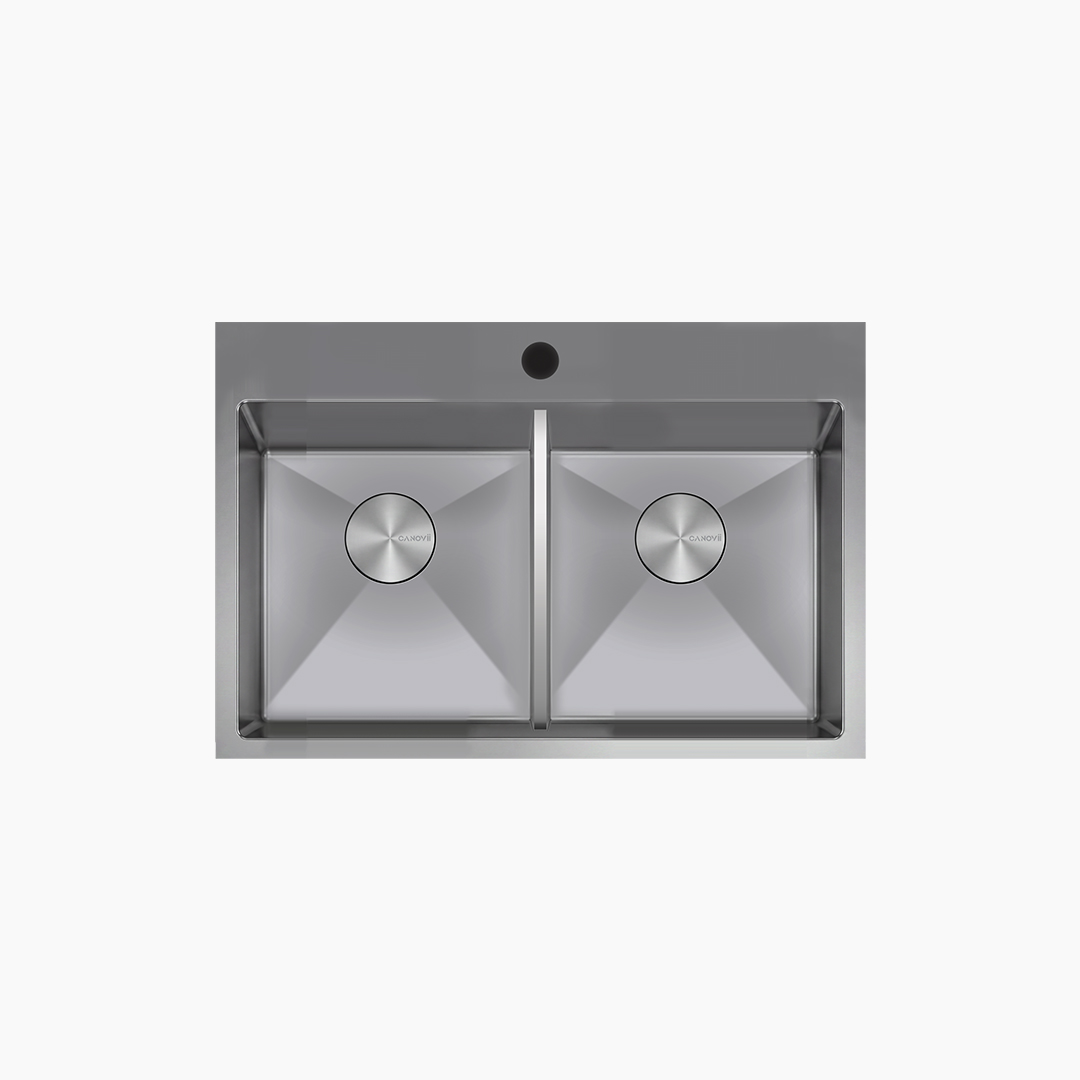 31" 50/50 Double Bowl R10 Low Divider Top Mount Kitchen Sink