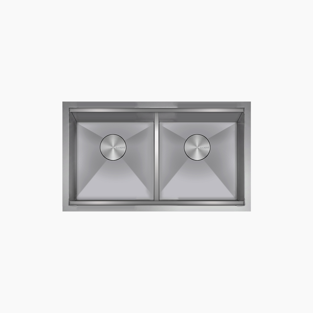 31" 50/50 Double Bowl R0 Low Divider Undermount Workstation Kitchen Sink