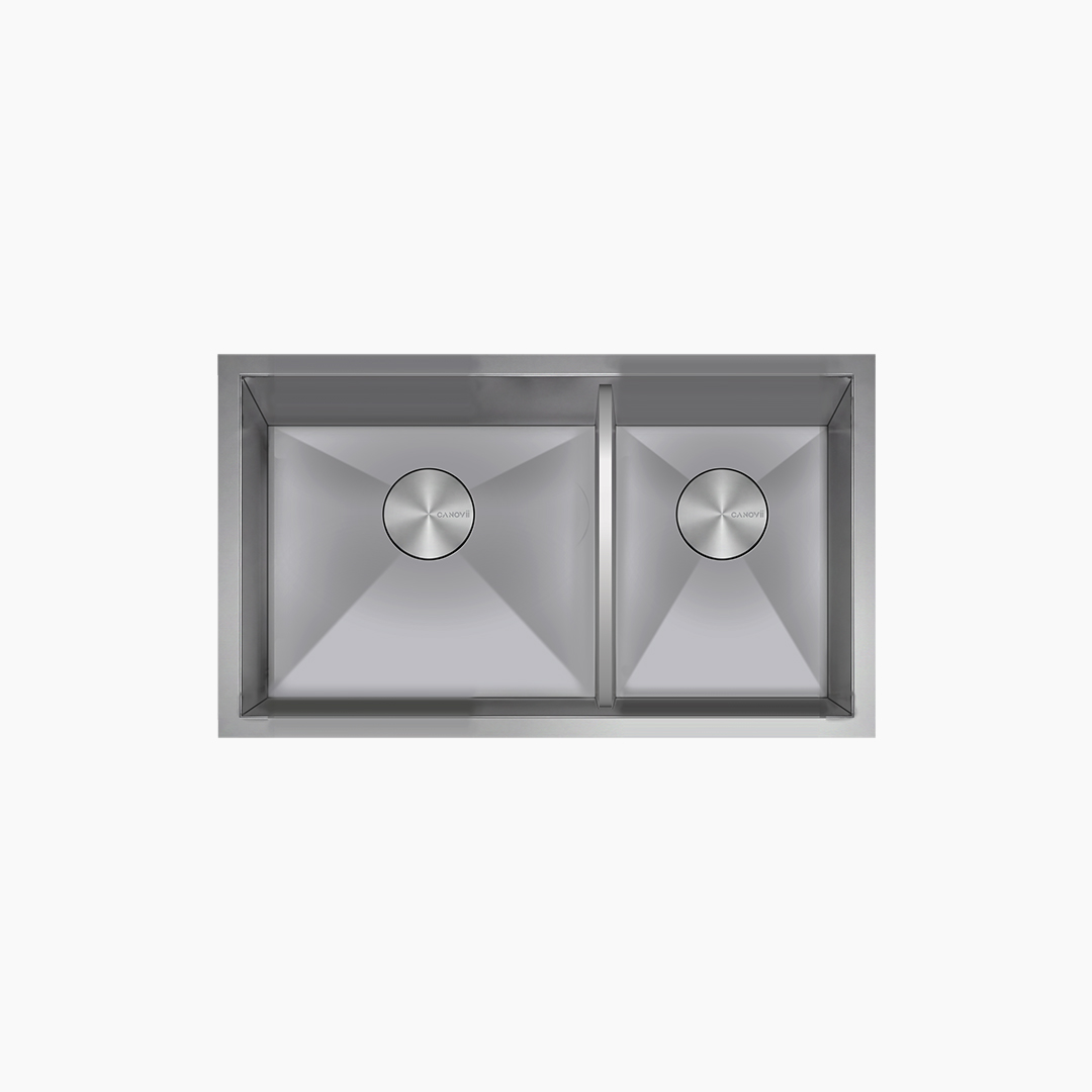 32" 60/40 Double Bowl R0 Low Divider Undermount Kitchen Sink