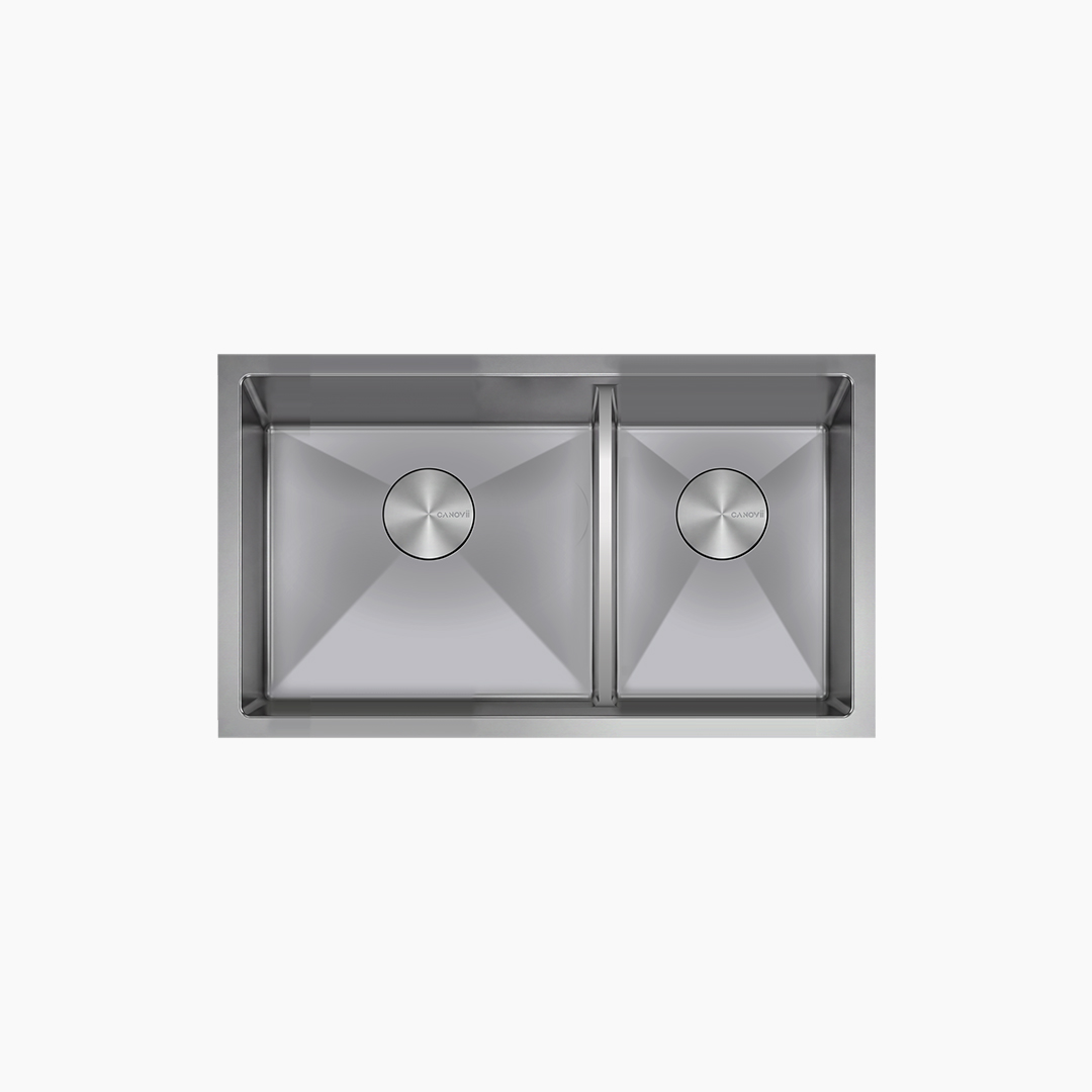 32" 60/40 Double Bowl R10 Low Divider Undermount Kitchen Sink