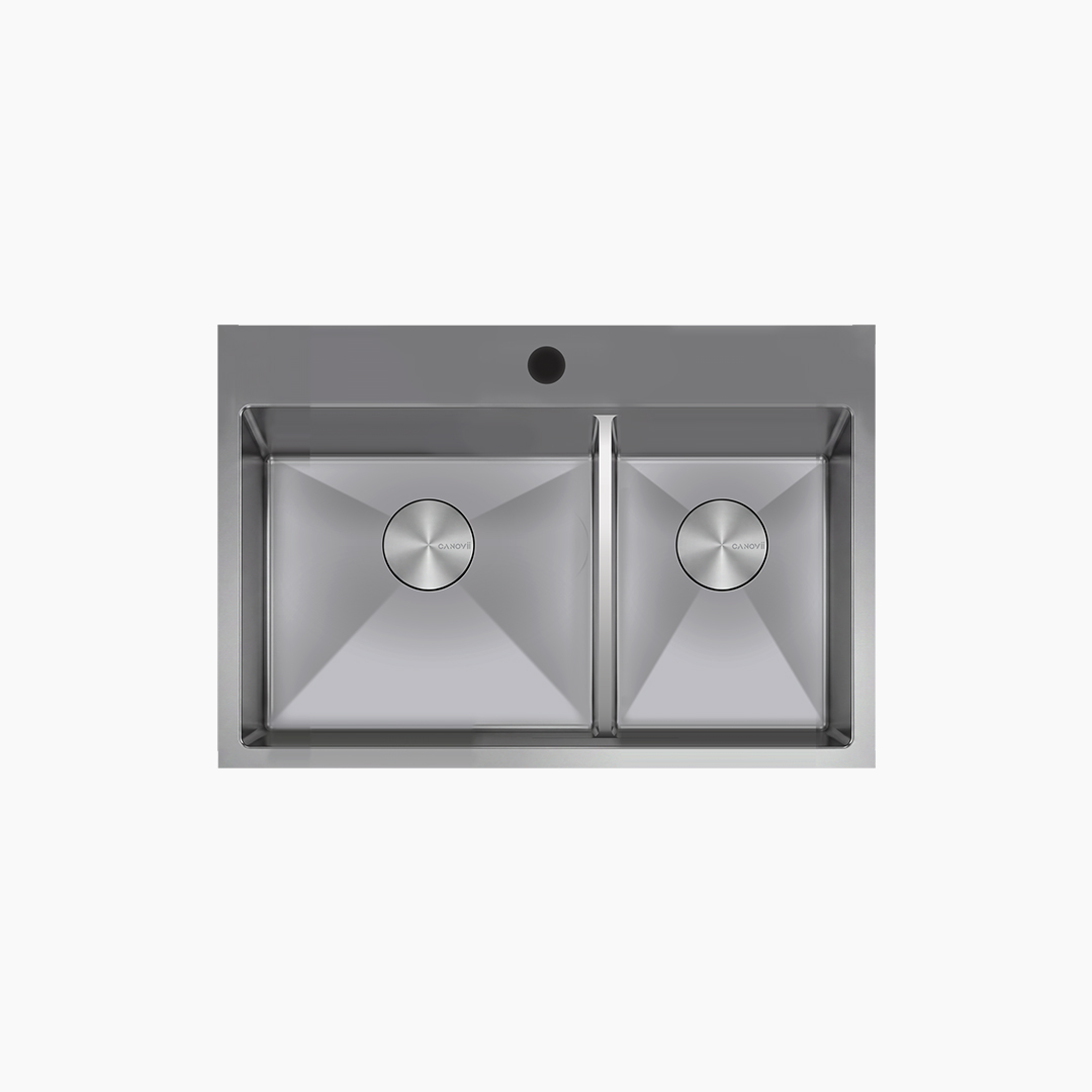 32" 60/40 Double Bowl R10 Low Divider Top Mount Kitchen Sink